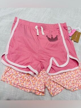 Pink Girls' Short Set with Crown Detail
